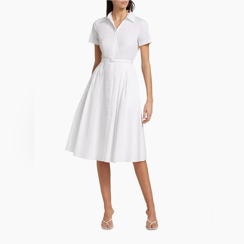 Theory Belted Cotton-Blend white Shirtdress 14